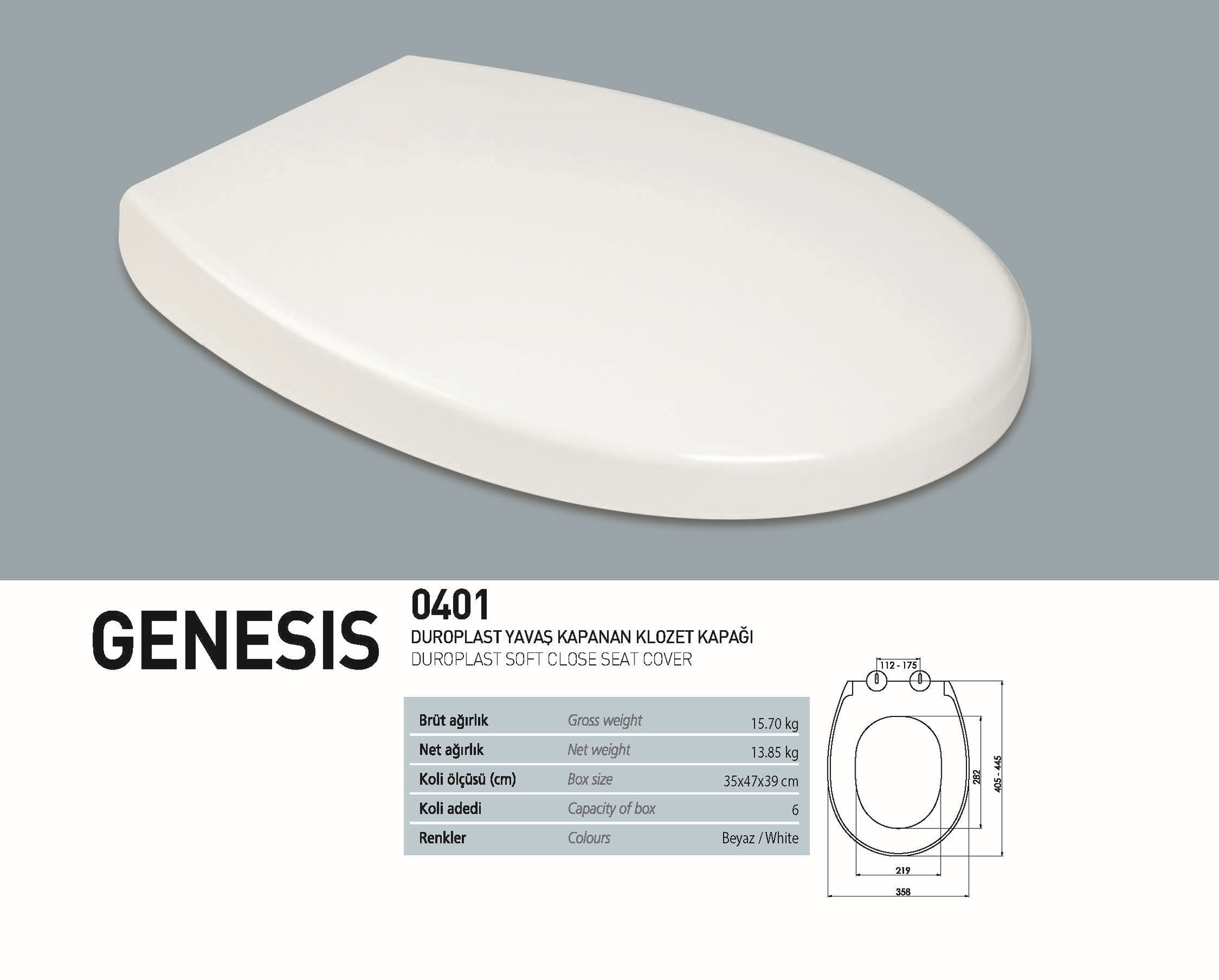 NKP DUROPLAST GENESİS Y. KAPANAN KLOZET KAPAĞI